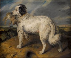 Sir_Edwin_Henry_Landseer_-_The_Champion;_Venus,_a_Landseer_Newfoundland_with_a_rabbit,_45.5_by_55.5_in_(116_by_141_cm)
