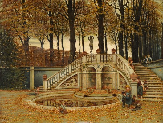 August_Plinke_Spielende_Kinder_im_Herbst