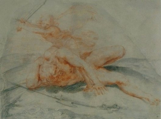 'David and Goliath' by d'Arpino 17th century {{PD}}