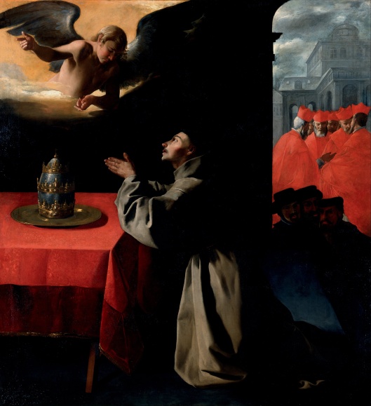'The Prayer of St. Bonaventura About the Selection of the New Pope' Zubarán 1628 {{PD-Art}}