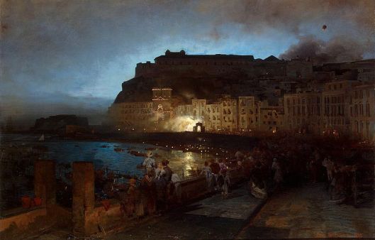 'Fireworks in Naples' Achenbach 1875 {{PD-Art}}