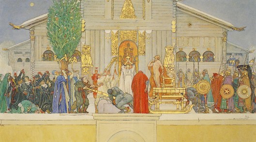 'Midwinter Sacrifice' harks back to Sweden's distant past, and may hint that no matter how thoroughly suppressed, violent inclinations are part of every nation's history and psyche. Carl Larsson 1915 {{PD-Art}}