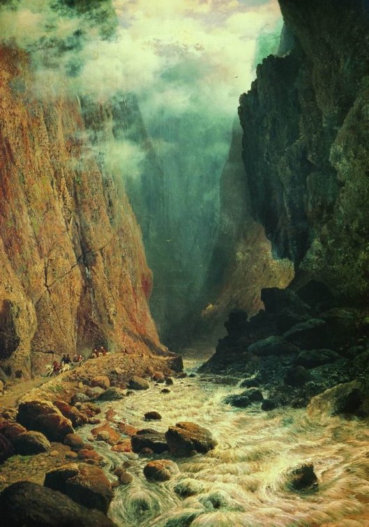 'Darial Gorge' Sudkovsky 1884 {{PD-Art}}