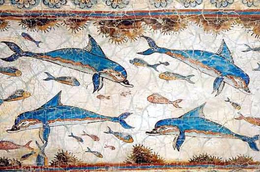Dolphin Fresco at Knossos {{PD}}