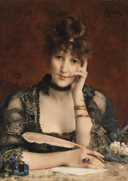 'The Letter' Alfred Stevens pre-1906 {{PD-Art}}
