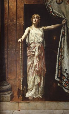 We needn't be a grim today as 'Clytemnestra, after the murder' John Collier 1882 {{PD}}