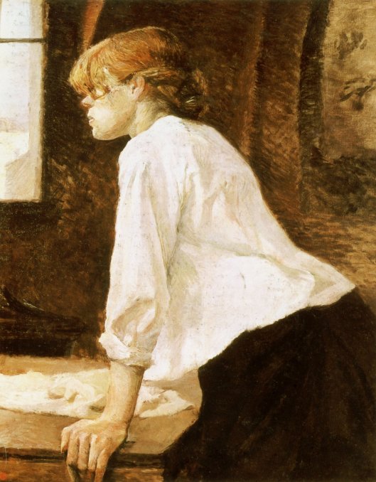 'The Laundress', a perfectly Capricornian image from a perfectly Venus in Capricorn guy--Toulouse-Lautrec 1884-1888 {{PD}}