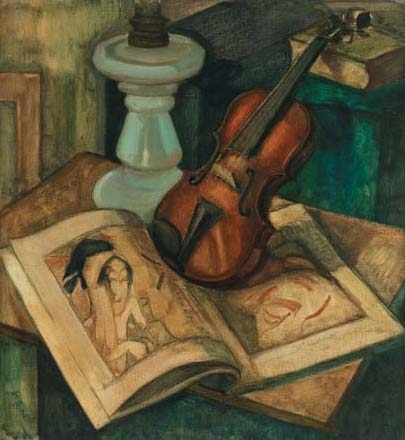 'Composition With Violin' by Dick Ket--Before 1940 {{PD-Art}}