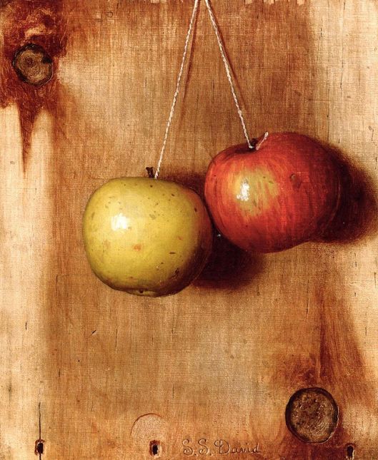 DeScott Evans 'Hanging Apples' 1898 {{PD}}