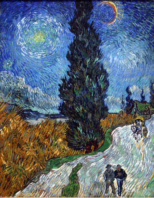 'Country Road in Provence by Night' Van Gogh {{PD}}