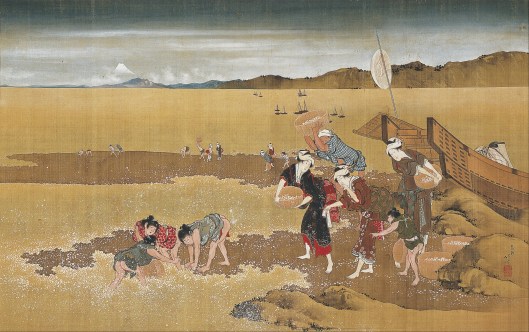 'Shell Gathering' Katsushika Hokusai (葛飾北斎) (1760–1849) {{PD}}