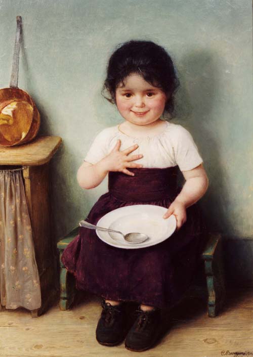 That could be you by your next birthday, Virgo, with a totally clean plate. Carl von Bergen 'Mädchen mit Teller' (Girl with Plate) 1904 {{PD}}