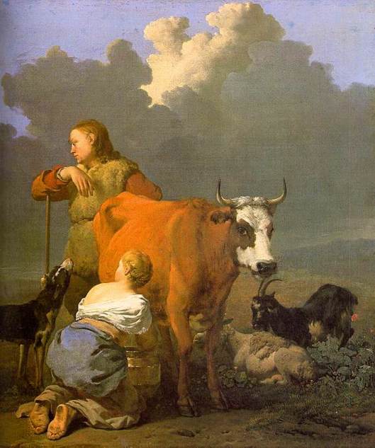 Your work may not be easy or glamorous, but most of it will be very practical. Karel Dujardin - 'Woman Milking a Red Cow' 1650s {{PD}} 