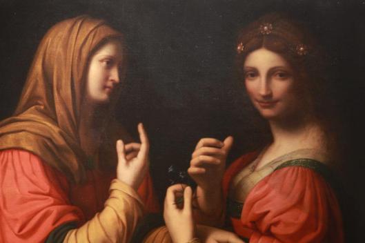 Modesty and Vanity in this painting look like twins--and those who bother to advertise their modesty are absolutely showing their vanity. 'Modesty and Vanity' Leonardo da Vinci c1500 {{PD}}