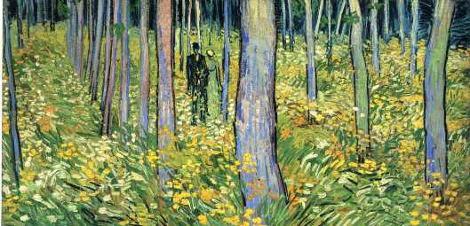 'Undergrowth with Two Figures' Vincent Van Gogh 1890 {{PD}}