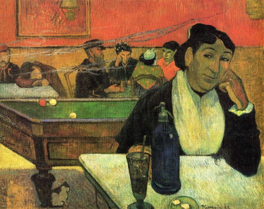 Libra, you may feel alone, even in a crowd. Night Café at Arles, (Mme Ginoux) 1888 Paul Gauguin {{PD}}
