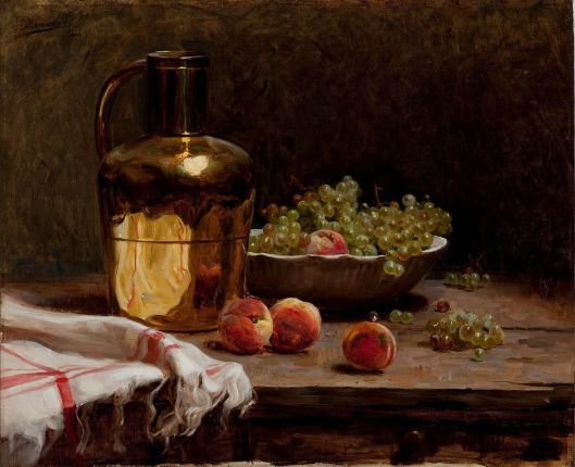 Pedro Alexandrino Borges  'Still life - Grapes and Peaches' {{PD}}