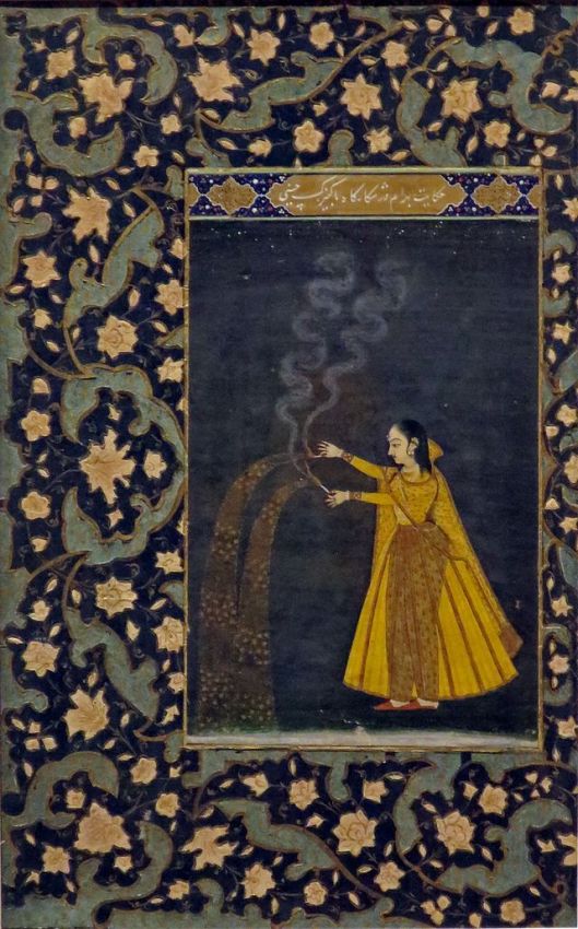 Go ahead, Libra, live it up! 'Woman Holding Fireworks', India, Artist unknown 19th century {{PD}}