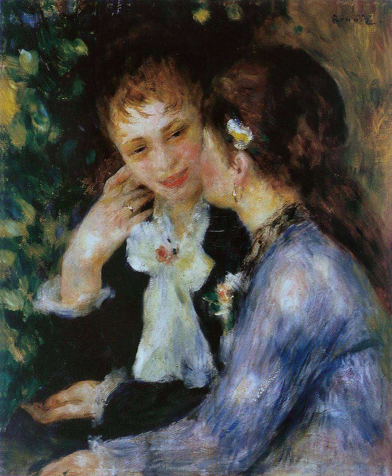 It's all about communicating emotion for Moon in the 3rd. Pierre-Auguste Renoir - 'Confidences' {{PD}}