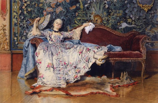 'A Reclining Lady with a Fan' Eleuterio Pagliani (1826-1903) {{PD}}