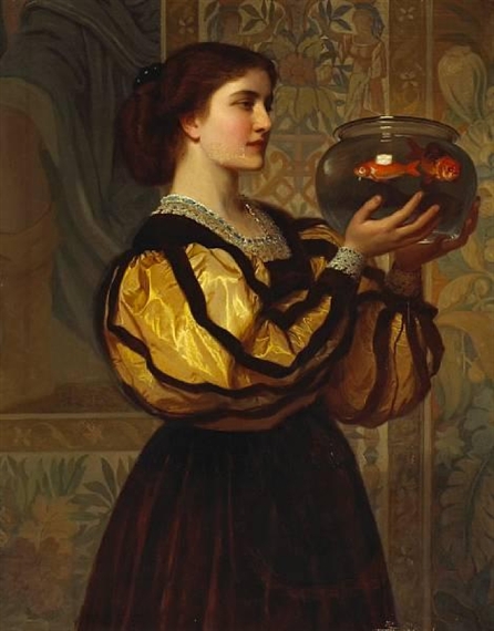 Don't be timid, Pisces. 'The goldfish bowl' Charles Edward Perugini c1870 {{PD}}