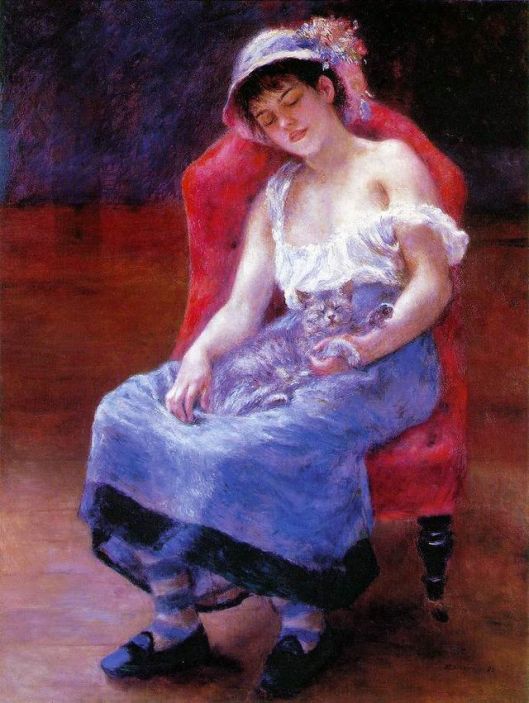 You have a lively year ahead, Pisces--be sure you get plenty of rest. 'Sleeping Girl with a Cat' (1880) Pierre-Auguste Renoir {{PD}}