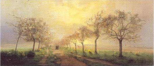 Don't be distracted by the road not taken, Pisces. Antoine Chintreuil - 'Pommiers et genêts en fleurs' {{PD}}