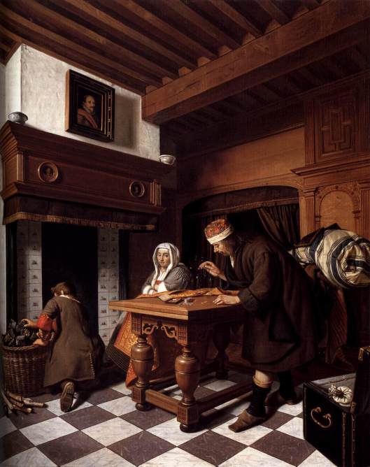 Cornelis de Man,  'A Man Weighing Gold ' c1670 {{PD}}