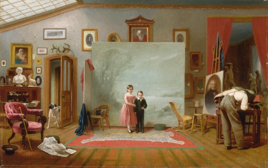 Thomas Le Clear - 'Interior with Portraits' c1865 {{PD}}