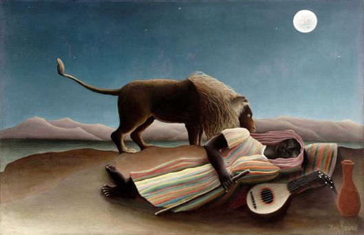 What has become stiff, false, unreal must be awaken and revitalized. Henri Rousseau - 'La zingara addormentata' 1920 {{PD}}