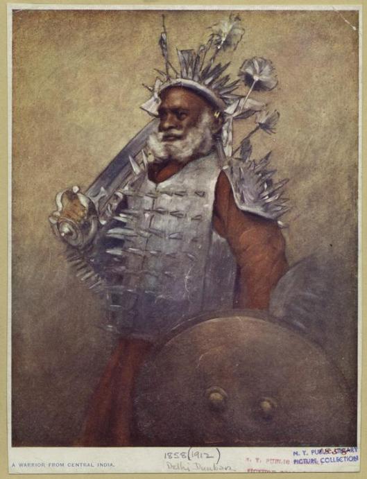 You may want to be as defensive as this guy, but it'll just lead to grief. 'A warrior from Central India'  1912 15 x 12 cm. (6 x 4 1/2 in.) Notes Written on border: "Delhi Durbar." "1912" {{PD}}