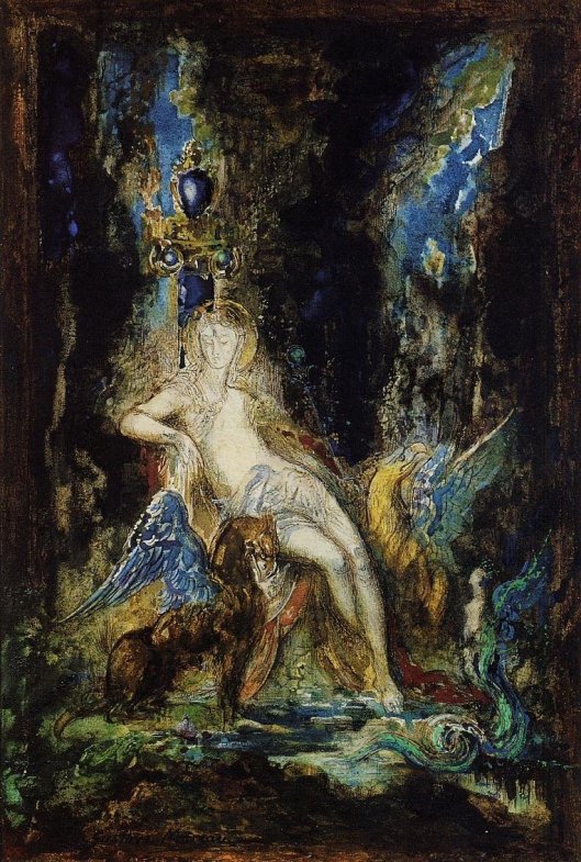 'Deva and Gryphon', by Gustave Moreau {{PD}}