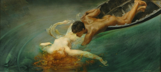 Neptune can lure us through the idea of rescue--our own or that of another--if we eschew responsibility for ourselves, or if we need to see ourselves as rescuers, feeling our armor could use a little shine. Giulio Aristide Sartorio - La Sirena, 1893 {{PD}}
