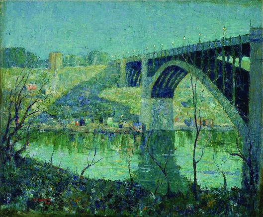 "Lawson Spring Night" Harlem River by Ernest Lawson - Public Domain via Wikimedia Commons 