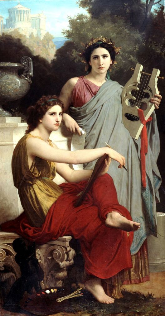 Self-doubt could wear us out today. 'Art and Literature' by William-Adolphe Bouguereau 1866 {{PD}}