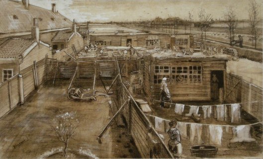 Van Gogh 1882 'The Hague - Carpenter's Yard and Laundry' {{PD}}