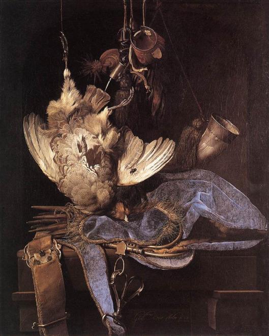 Artist Willem van Aelst 'Still life with hunting equipment and dead birds' 1668 {{PD}}