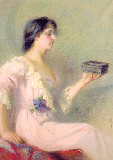 We may not want to look, but that's exactly where the answers lie. Louise De Hem - 1910 - 'Pandora's Box' {{PD}}