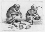 'Two monkeys smoking a pipe' Coryn Boel 17th century {{PD}}