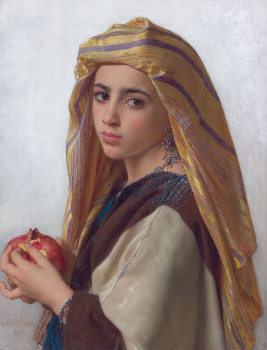 Girl with a pomegranate, by William Bouguereau 1874 {{PD}}