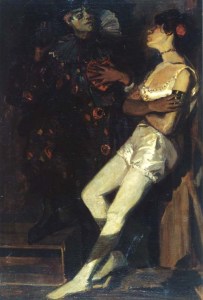 Don't let a clown talk you into something you don't want to do. Amandus Faure 'Artistin und Pierrot' 1908 {{PD}}