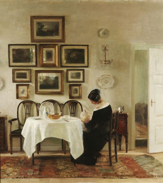 Carl Holsøe 'Mother and Child in a Dining Room Interior' {{PD}}