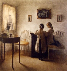 'Two Girls Playing' Peter Ilsted c1900 {{PD}}