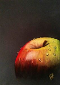 'Fruta húmeda manzana' Sandra Gómez Pi CC BY-SA 3.0  http://blog.illustraciencia.cat/2015/04/fruta-humeda-manzana-sandra-gomez-pi.html