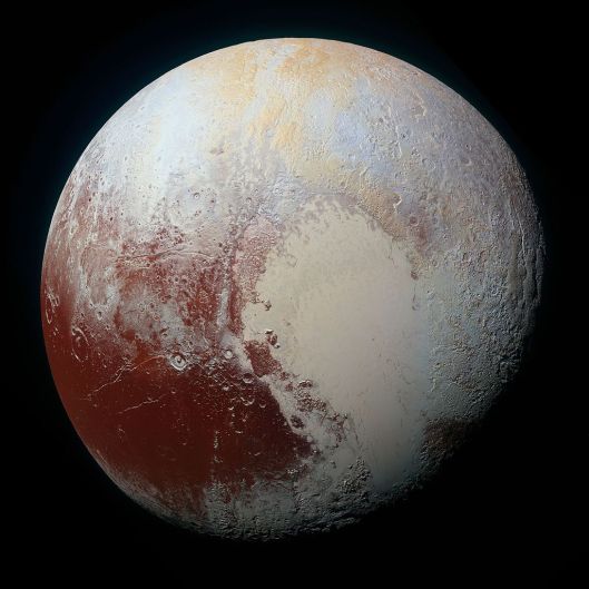 A gorgeous photo of Pluto, just because. Thanks, NASA! {{PD}}