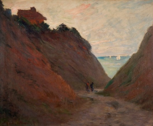 The path we follow today certainly determines where we end up tomorrow. 'The Sunken Road in the Cliff at Varangeville' (1882)-Claude Monet {{PD}}