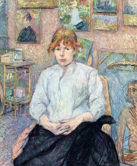 Henri de Toulouse-Lautrec 'Carmen Gaudin Red-Headed Woman in a White Blouse' 1885 {{PD}}