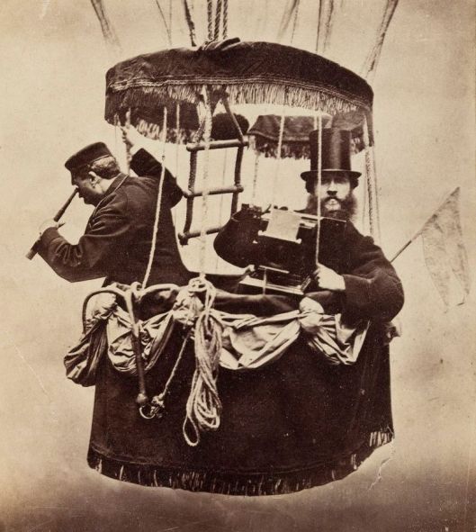 Self-portrait in a balloon gondola, Konrad Brandel c1865 {{PD}}