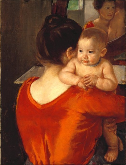 'Woman in a Red Bodice and Her Child' - Mary Cassatt c1900 {{PD}}