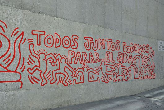 Just such a scenario as that for our word image happened 15 years ago, in a renovation in Tribeca, NYC-the artist was Keith Haring. Photo shows his work in public space in Barcelona. Pic By Alberto-g-rovi - Own work, CC BY-SA 3.0, https://commons.wikimedia.org/w/index.php?curid=32189340